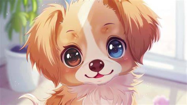 Anime pet dog screaming with his paws up