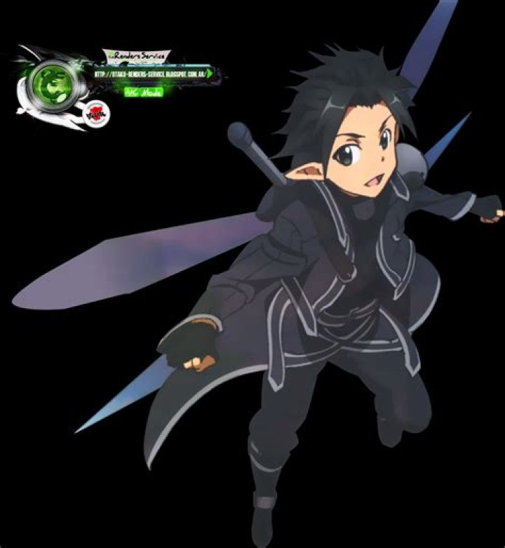 Kiritoin black uniform with his sword drawn