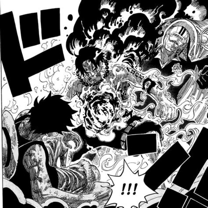 One Piece panel from Chapter 1097, where all the Rocks Pirates attack God Valley