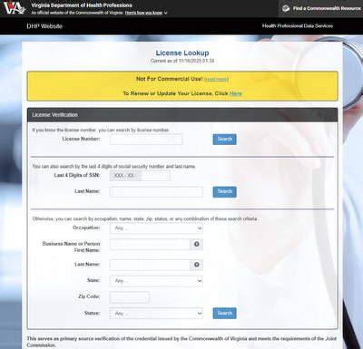 VA State Medical License